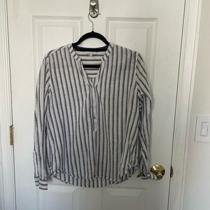 Half buttoned stripped long sleeve top